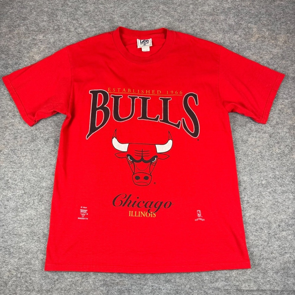 Lee Sport Chicago Bulls NBA T-Shirt Tee Red Cotton‎ USA Made Mens Large L *